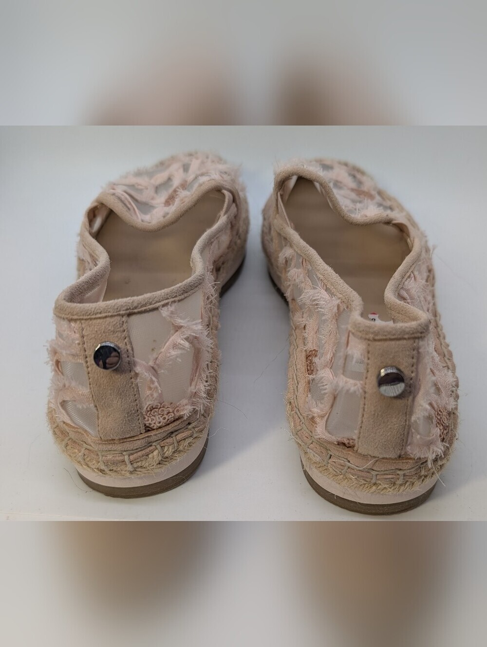Botkier Blush/Floral Mesh & Sequin Espadrille Slip-Ons Size 8M - Picture 6 of 13